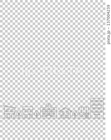 シンプルな街並みのイラストのバナー背景　線画　縦長 137004239