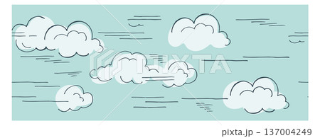 Sky wind background with fluffy hand drawn clouds in air 137004249