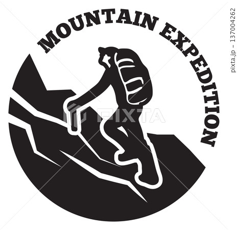 Mountain expedition label. Black extreme travel logo Mountain expedition label. Black extreme travel logo 137004262