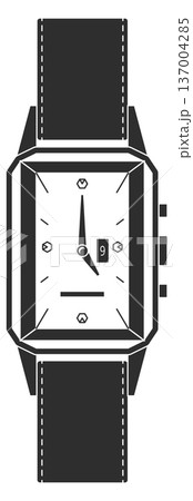 Wrist watch black icon. Leather strap clock accessory Wrist watch black icon. Leather strap clock accessory 137004285