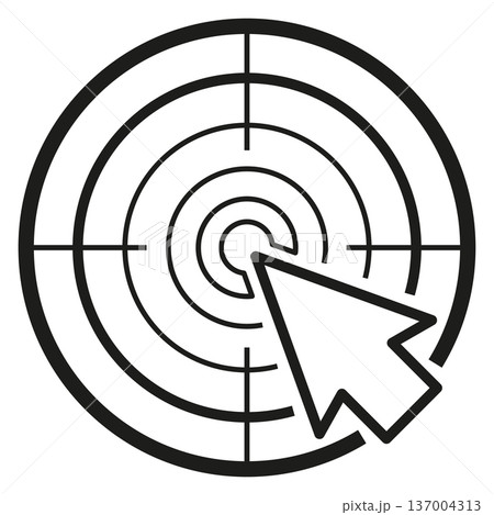 Bullseye black icon. Arrow circle center symbol Bullseye black icon. Arrow circle center symbol 137004313