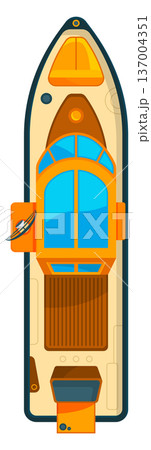 Deck boat top view. Wooden ship icon 137004351