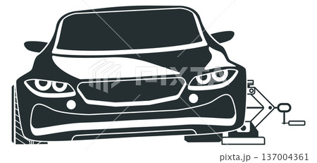 Tire changing black icon. Car maintenance symbol Tire changing black icon. Car maintenance symbol 137004361