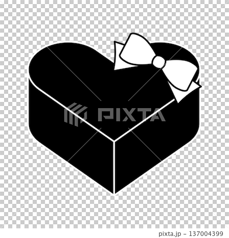 Heart-shaped gift with a big ribbon Heart-shaped gift with a big ribbon 137004399