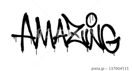 Amazing graffiti text with dripping spray style on white background. Amazing graffiti text with dripping spray style on white background. 137004515
