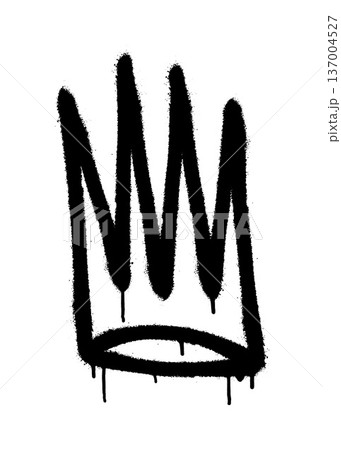 Sprayed crown with overspray in black over white. Vector illustration. 137004527
