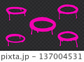 Pink spray paint halo rings dripping graffiti circle elements set. 137004531