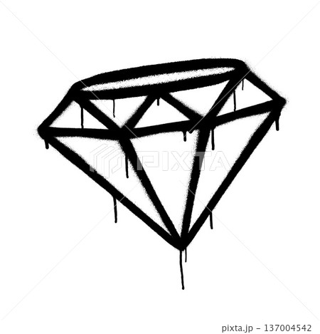 Abstract diamond graffiti with dripping spray paint on white background. 137004542