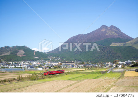 秋の湯布院と赤い列車 秋の湯布院と赤い列車 137004778