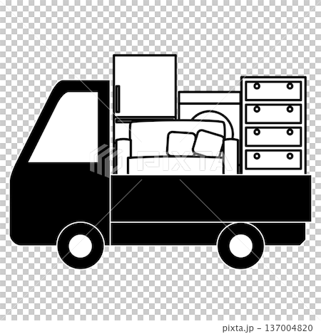 家具や家電を積んだ引越しトラック 家具や家電を積んだ引越しトラック 137004820