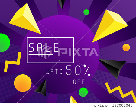 violet, purple sale promotion discount background, for banner, poster advertising template 137005049