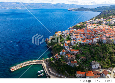 Aerial View Vrbnik Krk Island Croatia Mediterranean Coast Aerial View Vrbnik Krk Island Croatia Mediterranean Coast 137005461