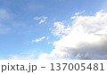 右側に大きな雲が浮かぶ青空 137005481