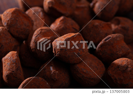 Closeup of chocolate truffles Closeup of chocolate truffles 137005803