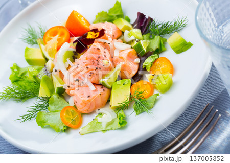 Sea food - salmon ceviche with avocado Sea food - salmon ceviche with avocado 137005852