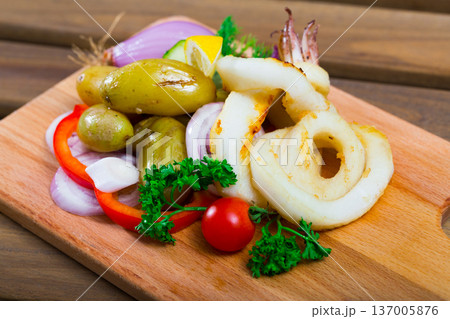 Roasted squid rings Roasted squid rings 137005876