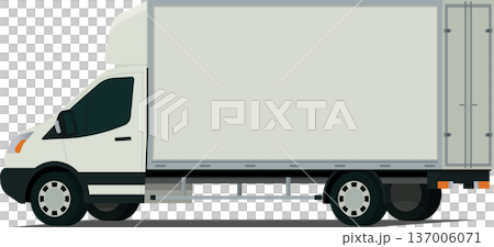 Box van cargo transport angled rear side view illustration 137006071