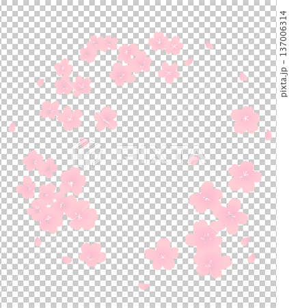 Hand-drawn cherry blossom round frame Hand-drawn cherry blossom round frame 137006314
