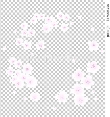 Hand-drawn cherry blossom round frame 137006330