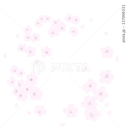 手描き風の桜の丸フレーム 137006331