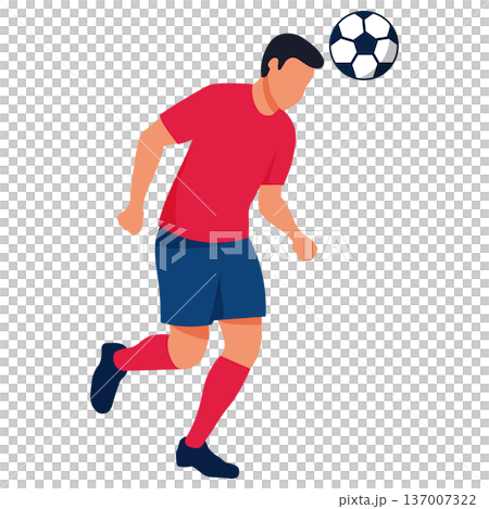 Football Player Performing Powerful Header Shot Football Player Performing Powerful Header Shot 137007322