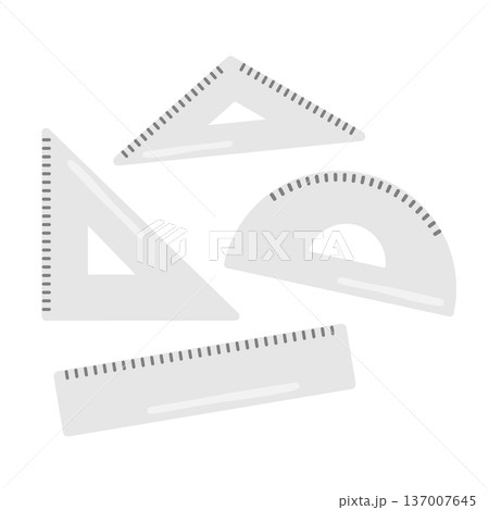 三角定規・定規・分度器のイラストセット 137007645