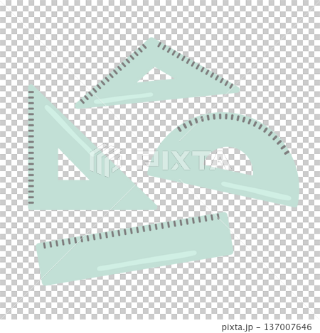 Set of triangle rulers, rulers, and protractors Set of triangle rulers, rulers, and protractors 137007646