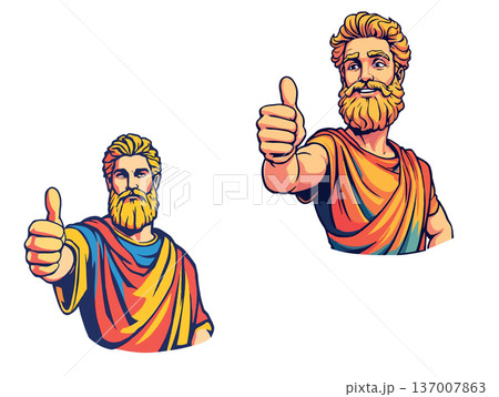 Vsai ancient greek man giving thumbs up gesture 137007863