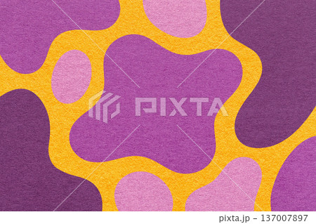 Abstract violet purple yellow paper texture background with amorphous fluid blob shapes and spots in flat organic design 137007897