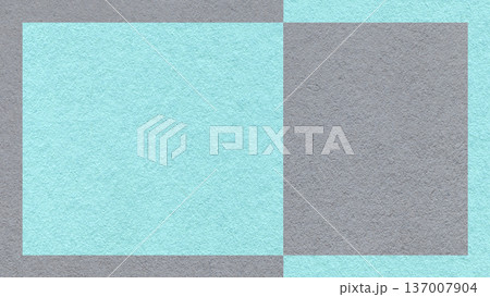 Textured gray pastel turquoise paper background with frame and geometric panel. Template for presentation with copy space 137007904