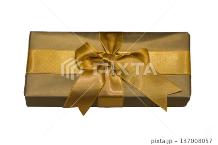 Gift box with gold bow 137008057