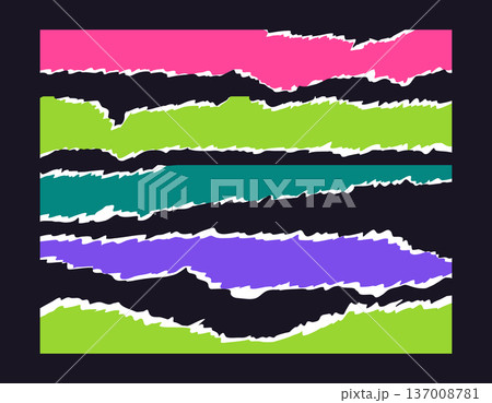 Damaged paper sheets. Ripped paper with scrap edge, scrapbooking or wrapping torn paper pieces flat vector illustration set. Cartoon torn off paper pieces Damaged paper sheets. Ripped paper with scrap edge, scrapbooking or wrapping torn paper pieces flat vector illustration set. Cartoon torn off paper pieces 137008781