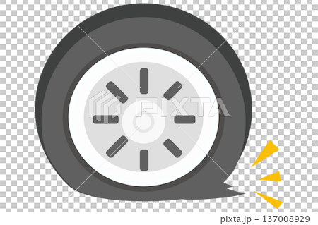 パンクしたタイヤのフラットイラスト 車のトラブル ベクター素材 パンクしたタイヤのフラットイラスト 車のトラブル ベクター素材 137008929