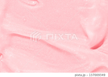 Smooth pink texture with shimmery sparkle, ideal for cosmetic or skincare background and product 137009349