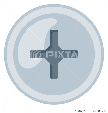 Cross head bolt cartoon icon. Steel screw Cross head bolt cartoon icon. Steel screw 137010174