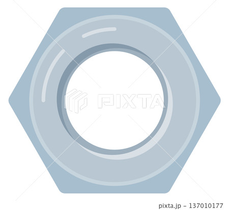 Metal nut for hexagon industrial fastener cartoon icon 137010177