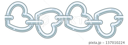 Heart link chain. Romantic decorative silver border Heart link chain. Romantic decorative silver border 137010224