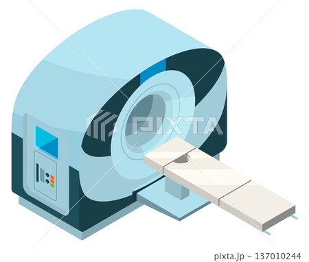 CAT MRI scanner isometric icon. Medical computed tomography 137010244