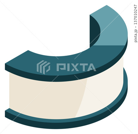Lobby counter isometric icon. Rollup desk advertising Lobby counter isometric icon. Rollup desk advertising 137010247