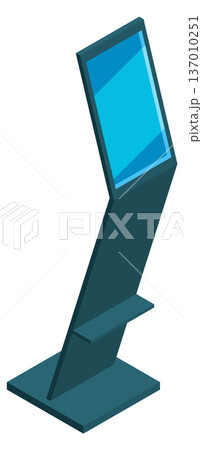 Interactive kiosk. Promo display stand isometric icon Interactive kiosk. Promo display stand isometric icon 137010251