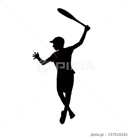 a boy playing tenis, silhouette vector 137010262