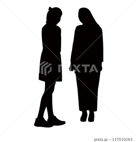 two women making chat, silhouette vector 137010263