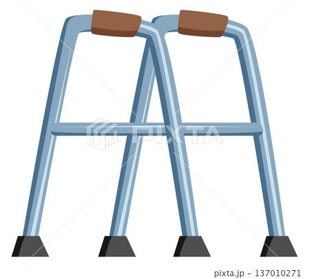 Walker aid cartoon icon. Metal disabled person support 137010271