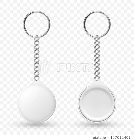 Vector 3d Realistic Blank Keychain Tag Set. Round Key Ring with Chain. Empty Keychain Pendant Mockup. White Keychain Label. Keychain, Keyring, Tag, Mockup Vector 3d Realistic Blank Keychain Tag Set. Round Key Ring with Chain. Empty Keychain Pendant Mockup. White Keychain Label. Keychain, Keyring, Tag, Mockup 137011401
