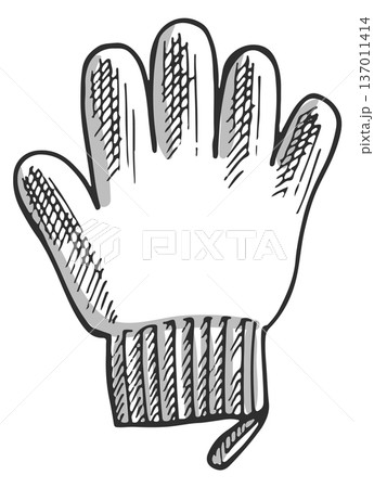 Exfoliating glove icon. Hand care logo drawing 137011414