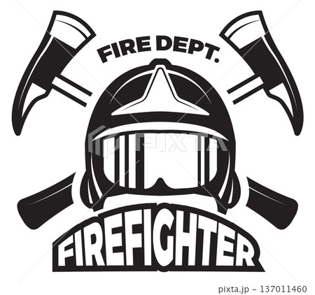 Firefighter sticker. Black fire department retro logo 137011460