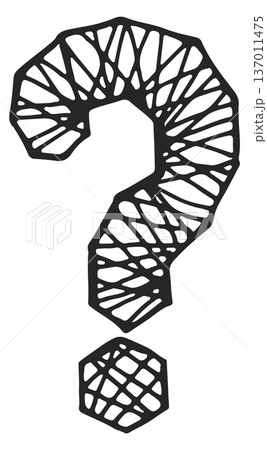 Creative question mark. Funny black line doodle Creative question mark. Funny black line doodle 137011475