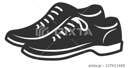 Sport shoes icon. Footwear store black emblem 137011489