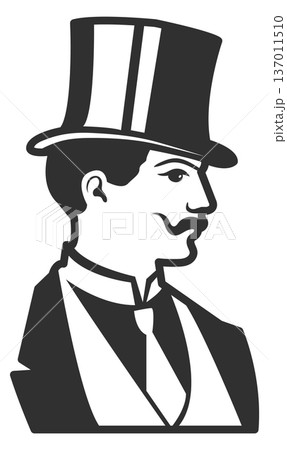 Gentleman portrait black logo. Male fashion icon Gentleman portrait black logo. Male fashion icon 137011510