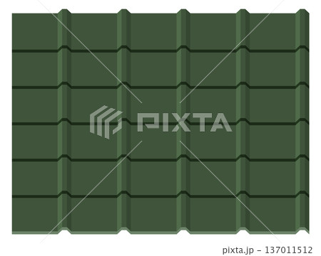Metal roof tiling section. Green composite material 137011512